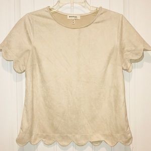 Monteau Los Angeles scalloped suede top